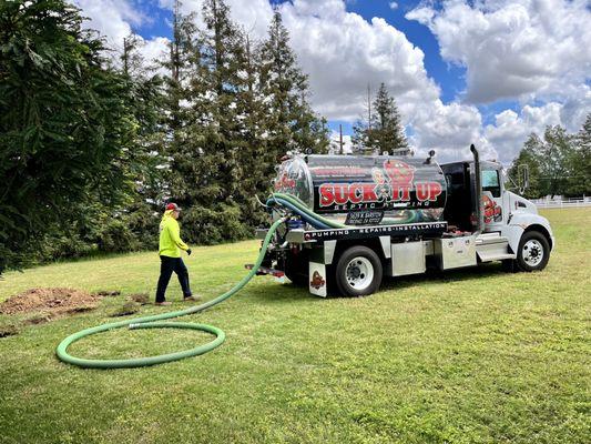 We will dig to expose your lid as well. This is a freshly exposed septic tank, getting ready to pump.