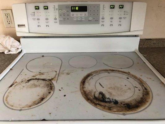 Before and after stove top cleaning