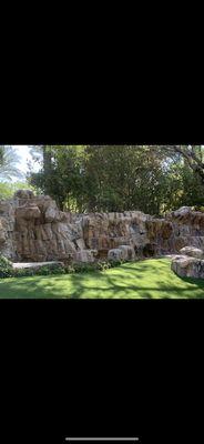 Refinished rocks on waterfall