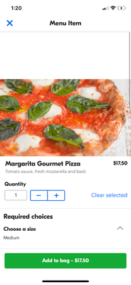 This is how the pizza was listed on their menu ordering page.