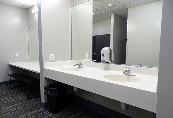 Locker room vanity at Merle Hay Genesis