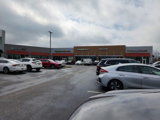 Parking lot. Lots of food choices nearby