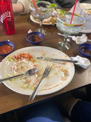 Empty plate that was chicken Chimichanga