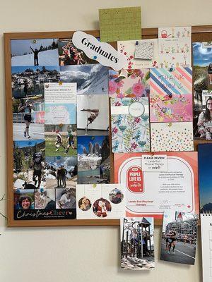 the graduates wall. It really speaks to the sense of both joy and community at Lands End.