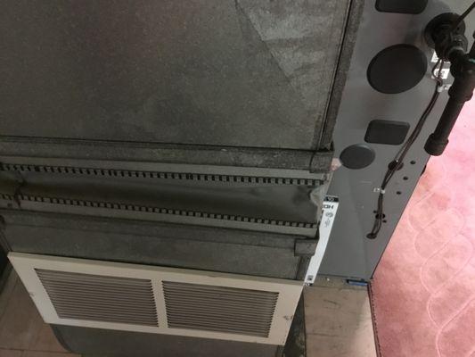 Vent should not be placed directly on furnace per follow-up inspection.