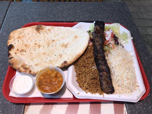 Kobeeda kabob platter. So much food! No wonder everyone else ordered their food to go!