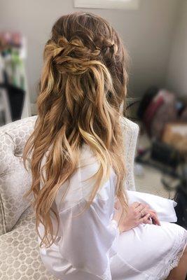 Half up braided bridal hair