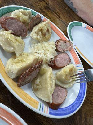 Pierogi and kielbasa