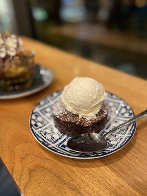 Brownie Sundae with white coffee gelato