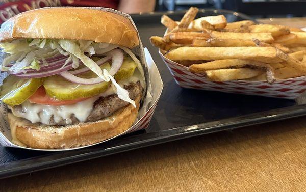 Cheeseburger and fries