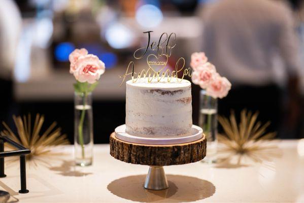 Rustic cake stand- hold spray paint on stand, wood and wood glue from Joann. Stand is a candle holder from dollar shop.