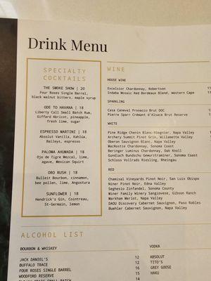 Drink menu