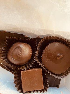 Chocolate cherry cordial, dark chocolate peanut butter cup and truffles are totally irresistible!