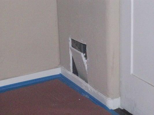 hole cut in wall 2 weeks ago..still not fixed..