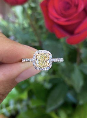 Diamonds can be deep yellow too! This Canary Yellow Diamond is unique & beautiful!