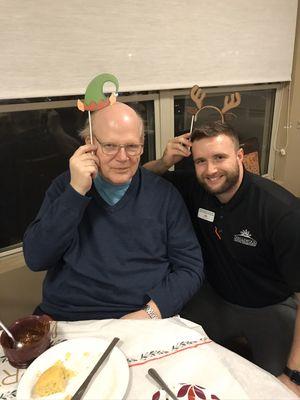 Tanglewood's Director of Admissions, Derik Flerlage, has some holiday fun with a Tanglewood family member!