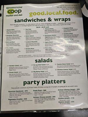 Deli menu