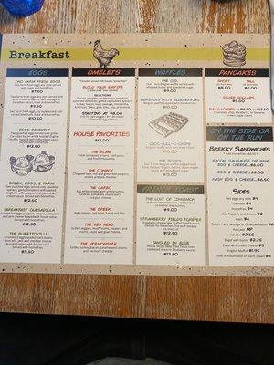 Breakfast Menu