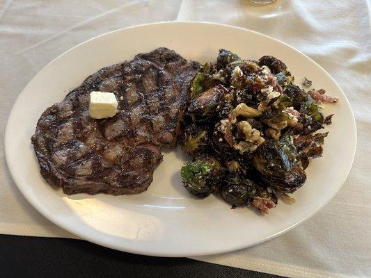 Ribeye steak was definitely "meh". Not worth $38.00  But the crispy brussel sprouts were amazing. Best I've ever had.