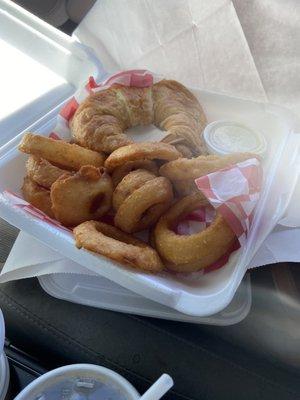 Make your own sandwich with a side of fresh onion rings!