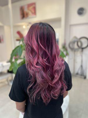 Custom pink color done by our stylist Shakirah!