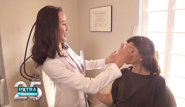 Dr. Natalie Attenello featured on ExtraTV discussing the natural and permanent option for eyebrow restoration using an eyebrow transplant.