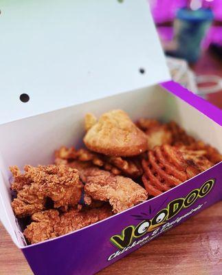 Cajun Tenders w/ Waffle Fries and a Honey Butter Biscuit