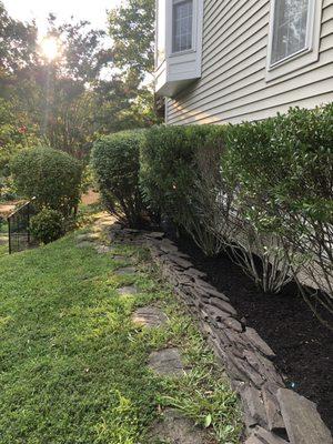 Restocked a few stones on the wall and trimmed back all bushes and cut grass