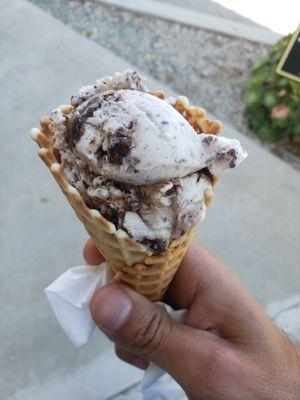 White grasshopper little scoop in waffle cone