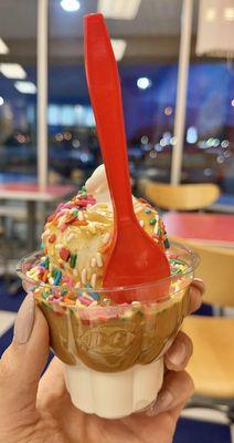 Peanut butter sundae with sprinkles