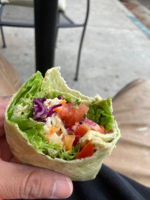 Hummus veggie burrito