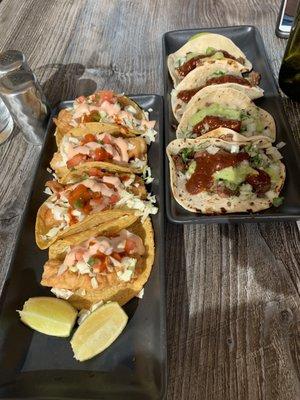 Fish taco and steak taco. Both very spicy.