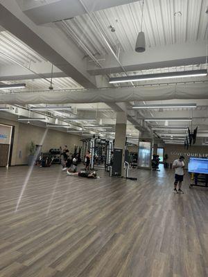 Humongous exercise floor with lots of cardio equipment (not in pic) and weights