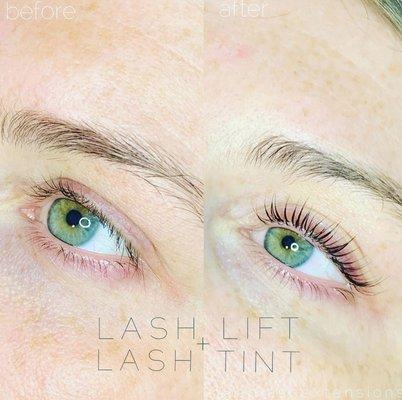 lash lift + lash tint