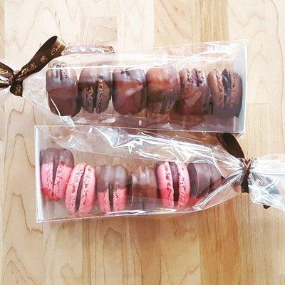 Chocolate covered French Macarons