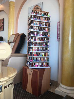 One of the nail polish towers