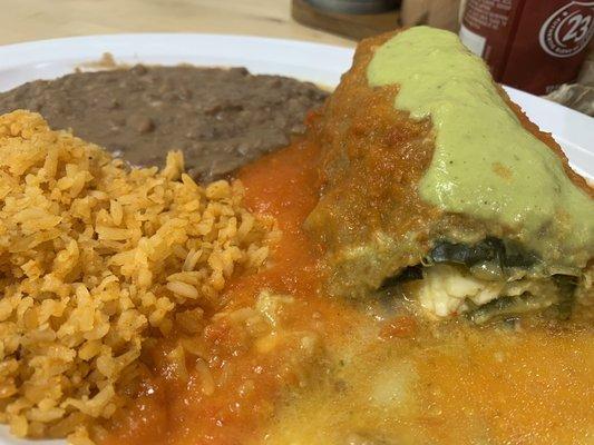 Chile relleno with the most delicious queso fresco