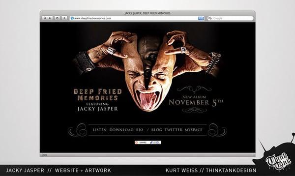 website and artwork for jacky jasper and the deep fried memories