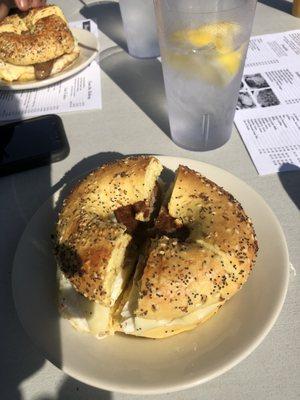 Sausage egg and cheese bagel