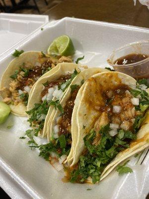 Chicken & Spicy Pork Tacos