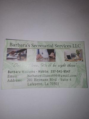 Barbara William's secretarial services.