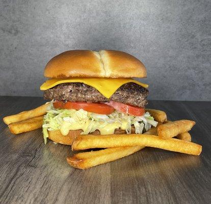 Classic burger and Fries.