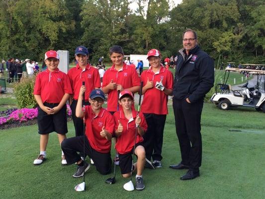 Coach Greg Jones and the Revere Junior High Golf Team at a tournament in Columbus, Ohio