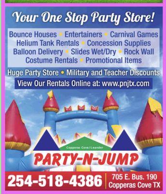 Your one stop party Store and rentals.