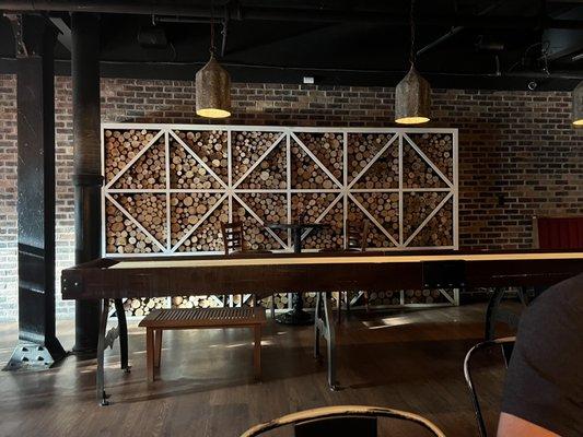 Interior of shuffleboard table