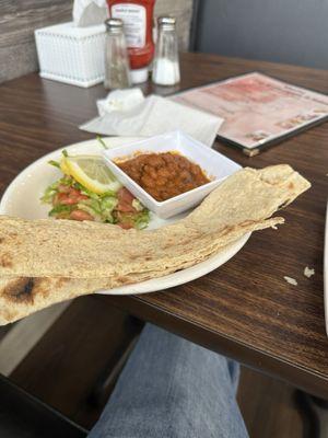 Sides of Beans and salad