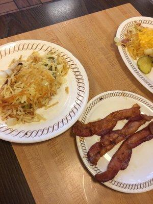 Hash browns w/ onion and side of bacon