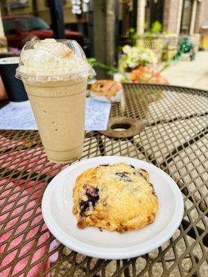 Chai Frappe & White Chocolate Blueberry Scone