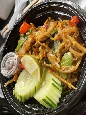 Drunken noodles with pork, extra spicy - SO GOOD!