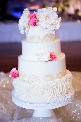 Buttercream wedding cake with our sugar flowers